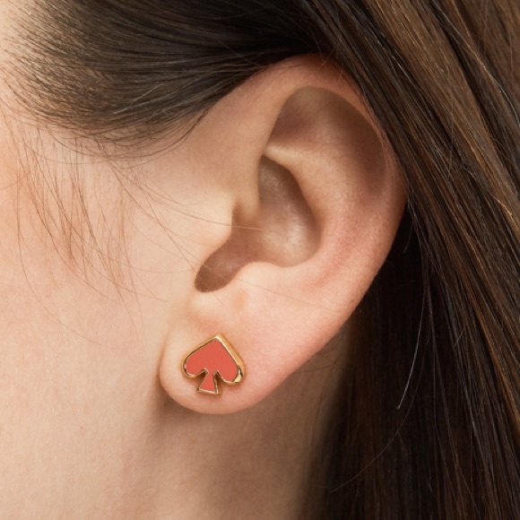 Kate Spade Everyday Spade Coral Enamel Studs - Picture 2 of 5